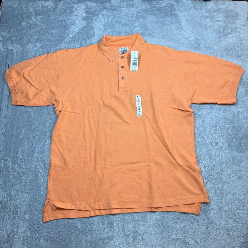 Vintage Field Gear Polo Shirt Mens XL Orange Short Sleeve Pique Cotton Y2K